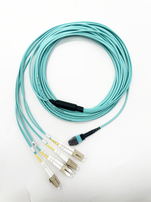 comprare 8 Core OM3 MTP® to LC Fiber Optic Trunk Cable Female Plenum Patch Cord 5m per data center ad alta densità fabbricazione online