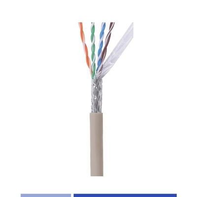 PVC Jacket Cat6 Cavo di rete 23AWG SFTP Cavo di rete Solid Copper 4 Pair Grey 305Mtr